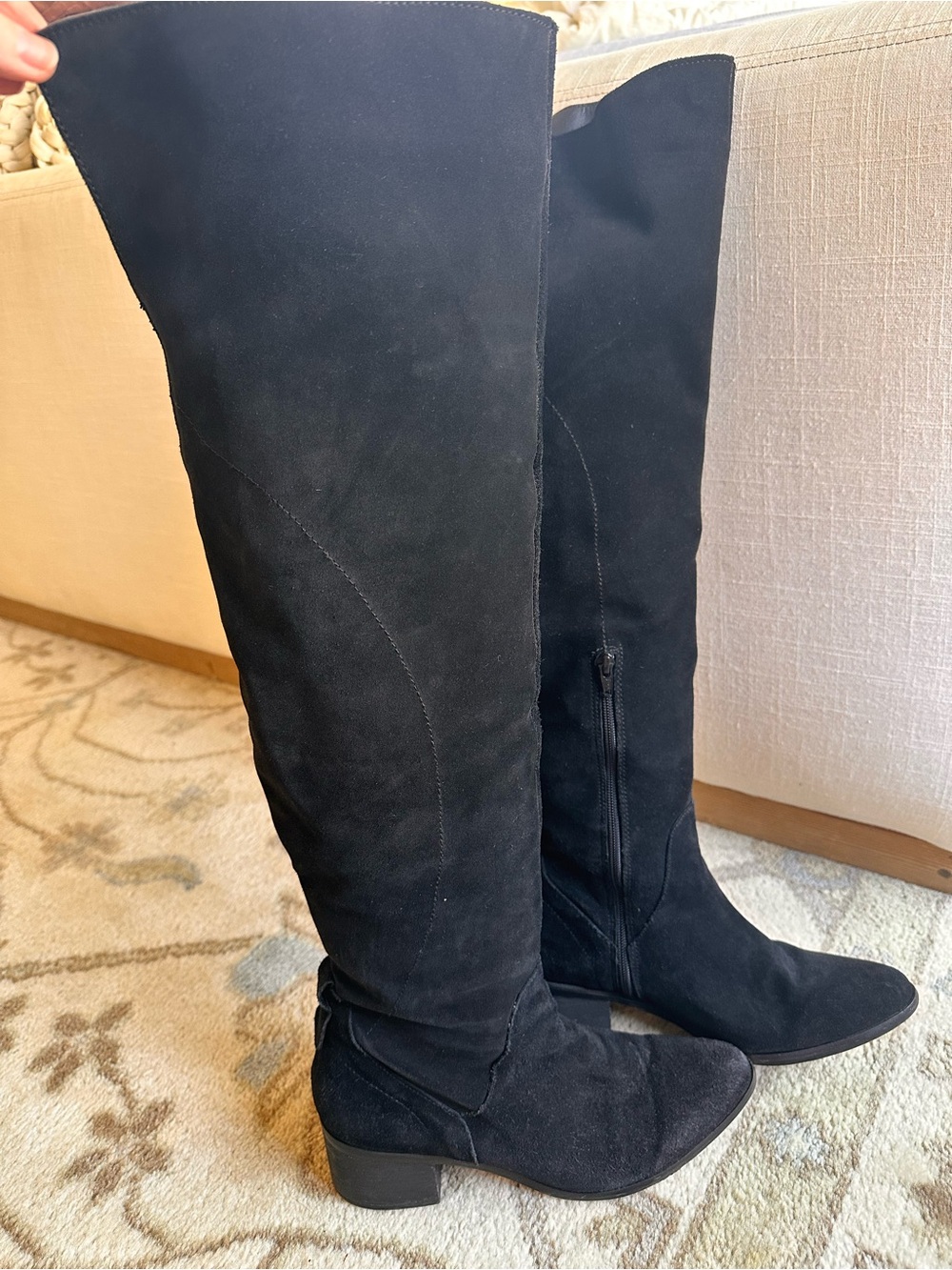 Steve Madden Black Suede Over the Knee OTK Boots Size 9 Leather
